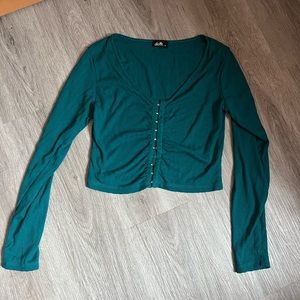 Dotti green eyelet hook top